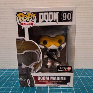 Funko POP Games Doom Doom Marine Gamestop White 90 Vinyl Figure